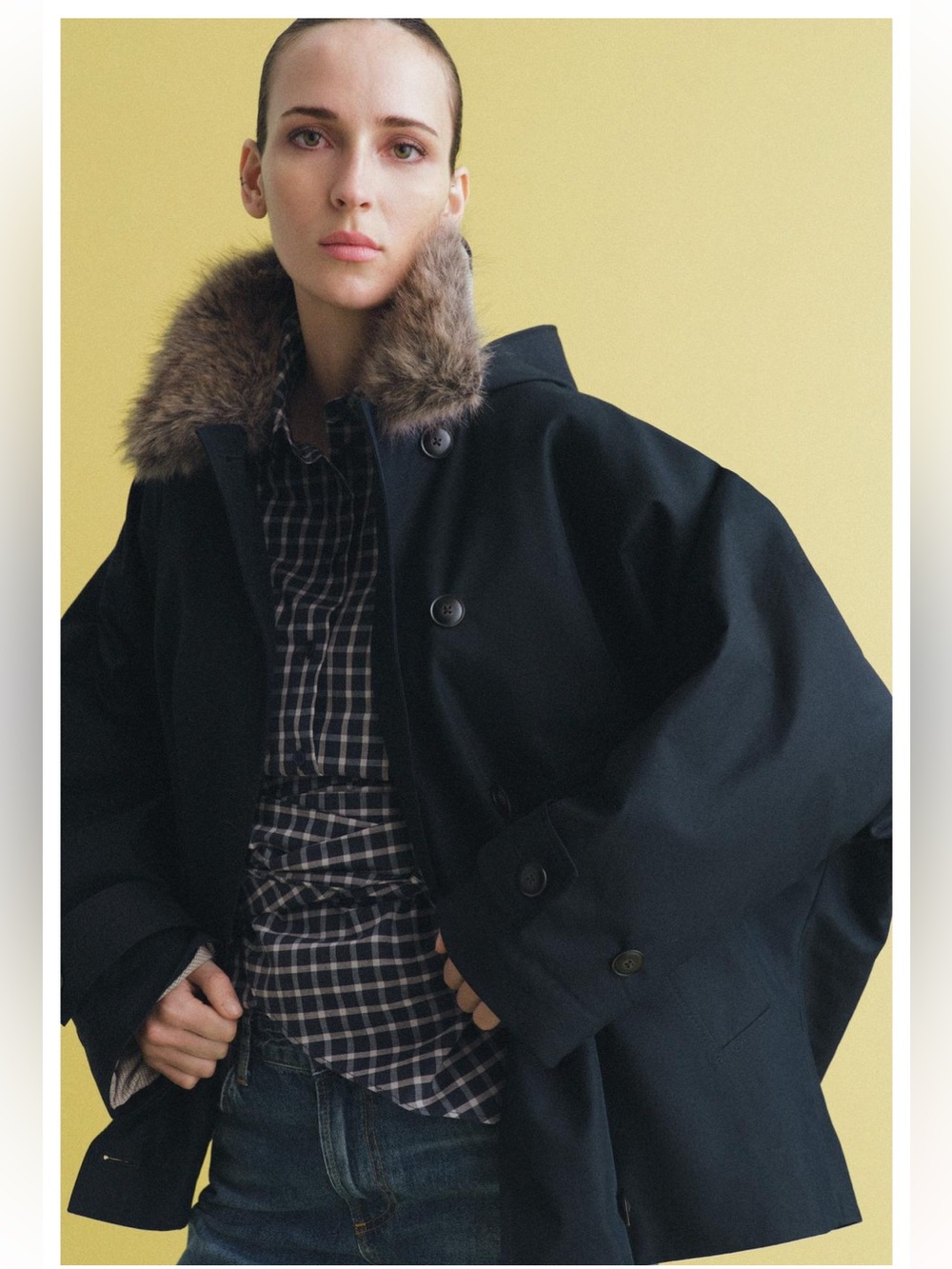 ZARA FAUX FUR COLLAR TRENCH COAT
